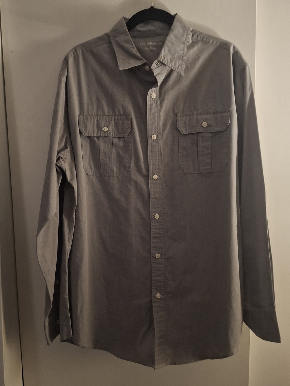 Croft & Barrow Men's Cotton Long-Sleeve Button-Down Shirt - Gray